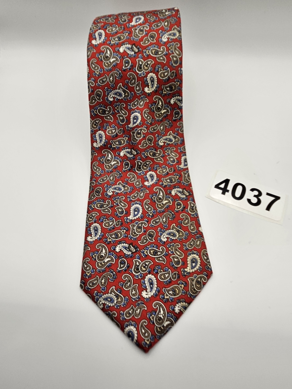 Piero DiMitri Red Paisley Tie with Blue and Brown Accents XL